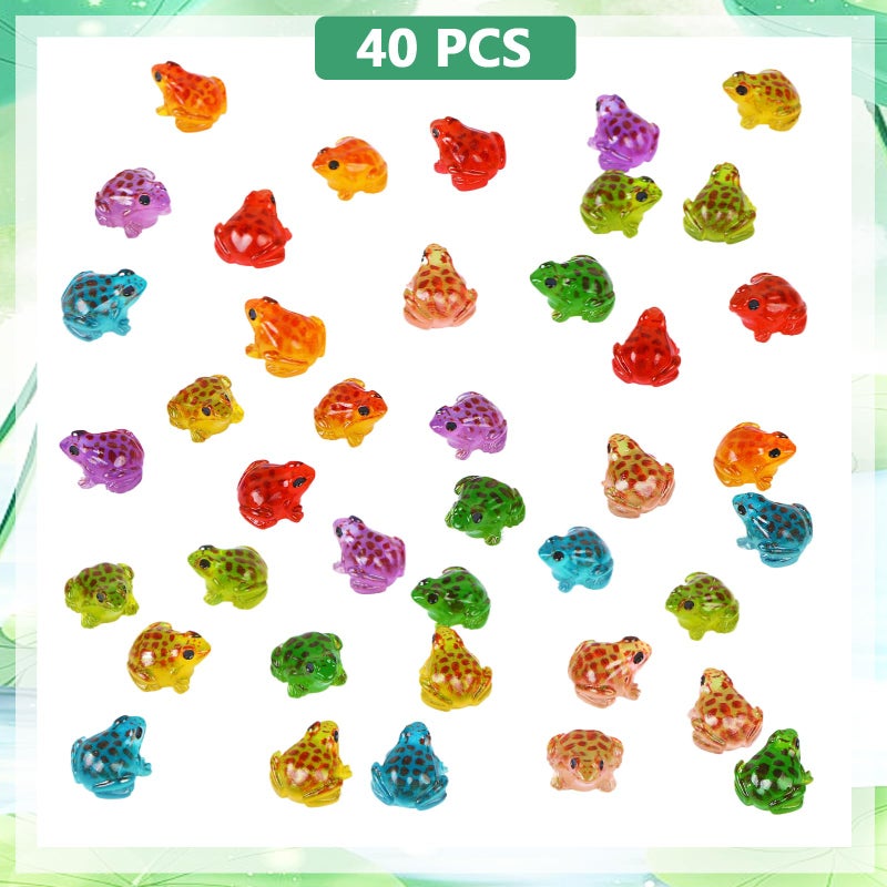 HOMICO 40 Pieces Resin Mini Frogs Luminous Mini Animals Tiny Animals for Crafts Dollhouse Fairy Garden Micro Moss Landscape Aquarium Potted Plant Decor - Image 2
